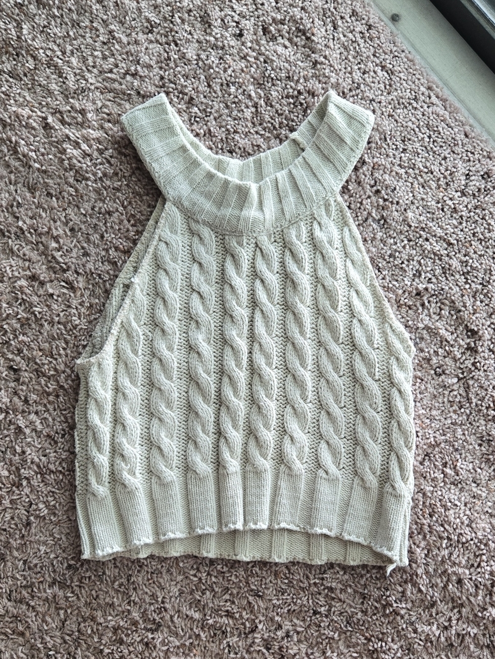 Cream/beige Cable Knit Halter Sweater Tank